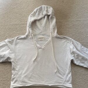 American Eagle White Cropped Hoodie